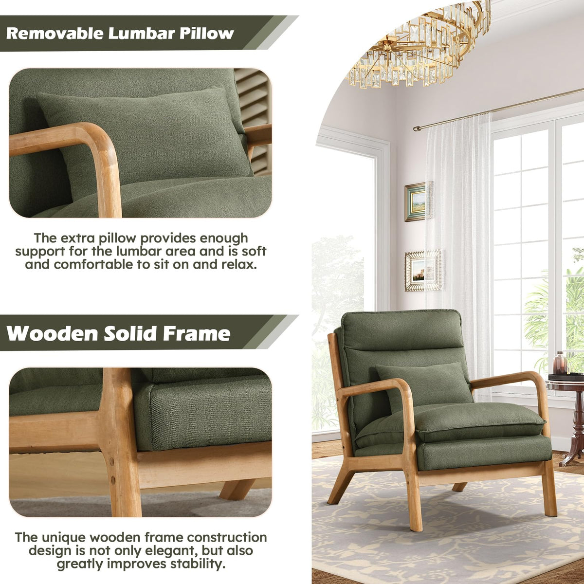 Mid Century Modern Upholstered Accent Chair Set of 2 G818165