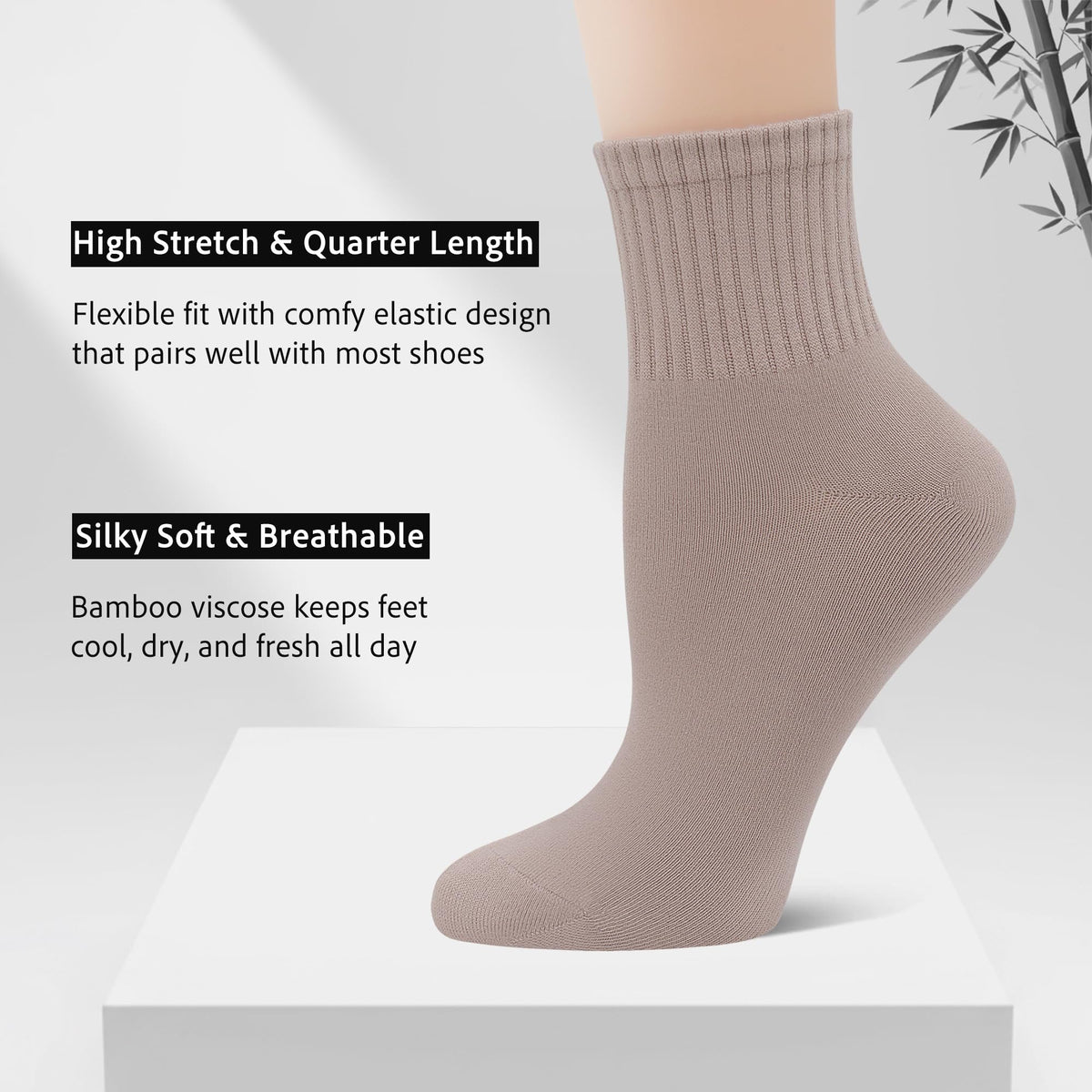 Viscose Bamboo Mini Crew Socks 5 Pairs T476