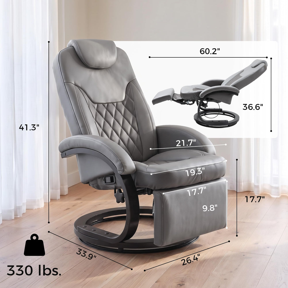 Gray Manual Recliner Chair with Footrest C164512