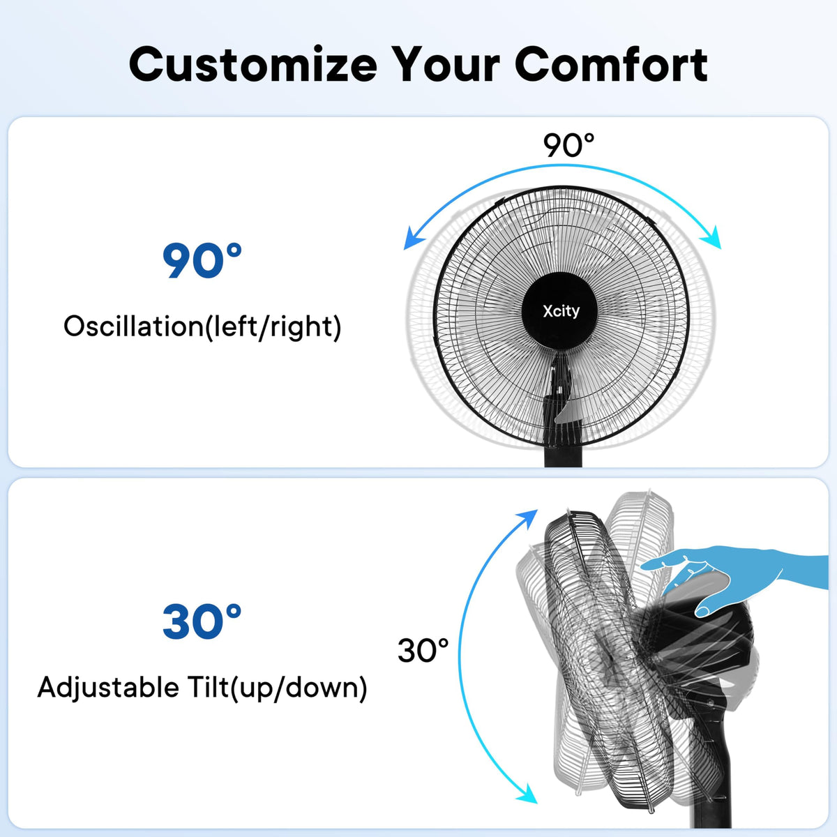16 inch Oscillating Pedestal Fan, 3-Speed, Black S505