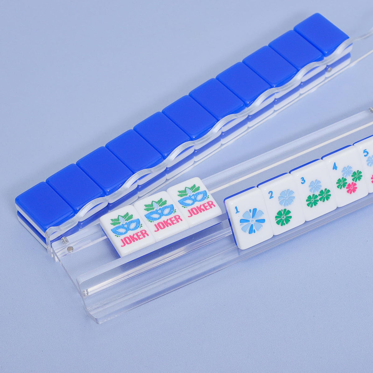 4-Pack Clear Acrylic Mahjong Racks with Pushers 19.7" Q52674