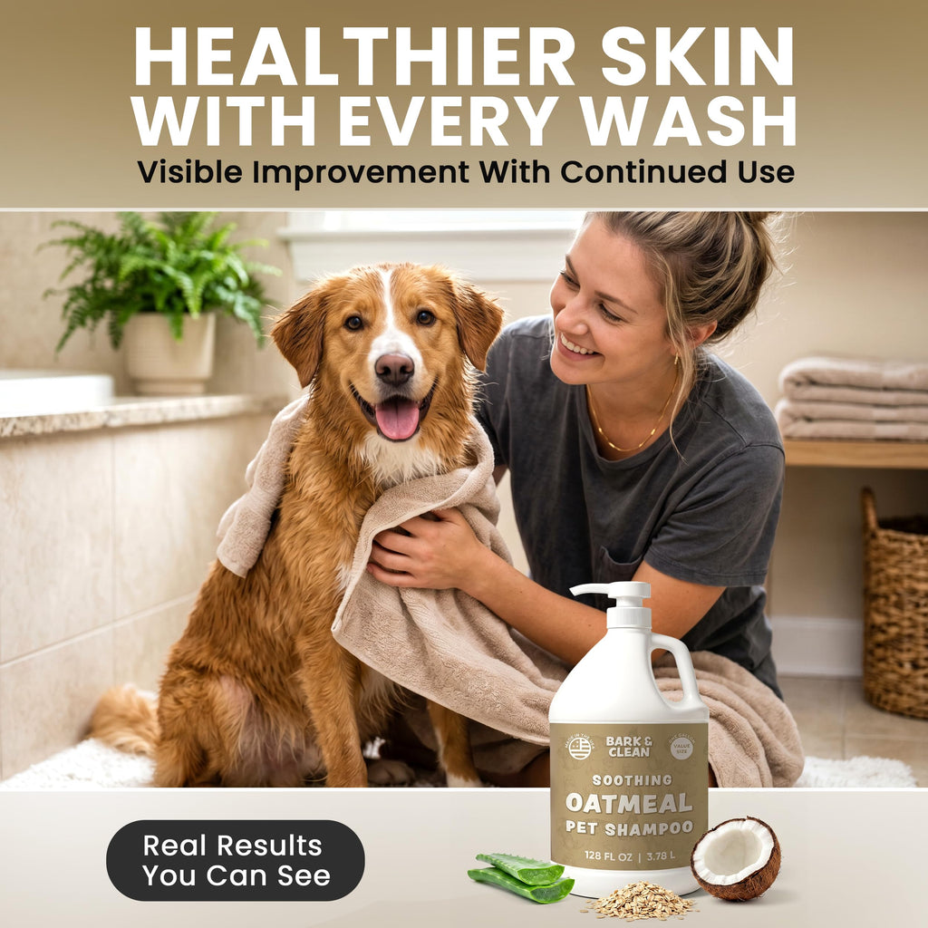 Oatmeal Dog Shampoo 1 Gallon with Pump Hypoallergenic Aloe Vera Coconut Oil K953