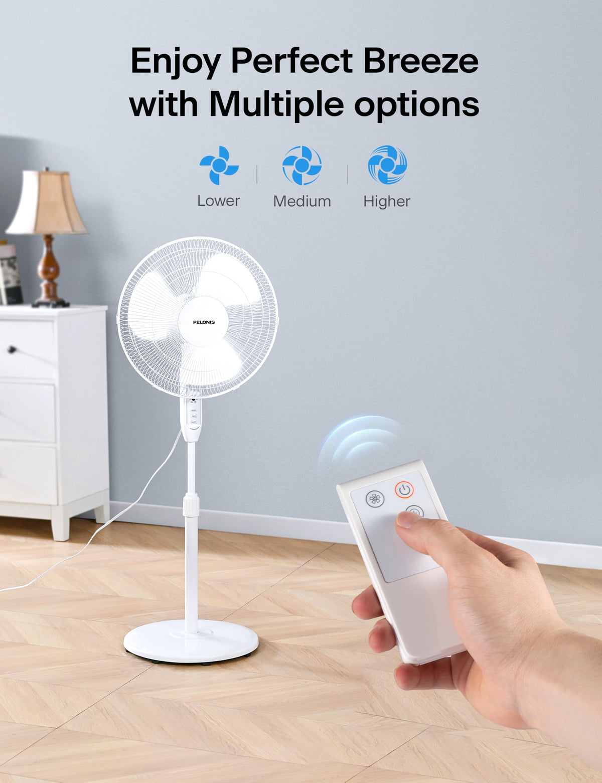 16" Adjustable Oscillating Pedestal Fan with Remote O232807