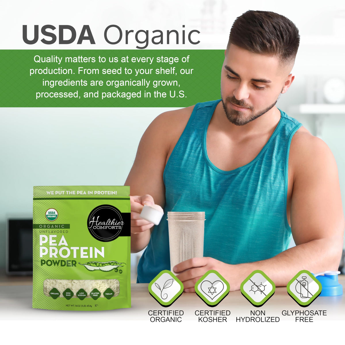 Organic Unflavored Pea Protein Powder 1 lb V2702
