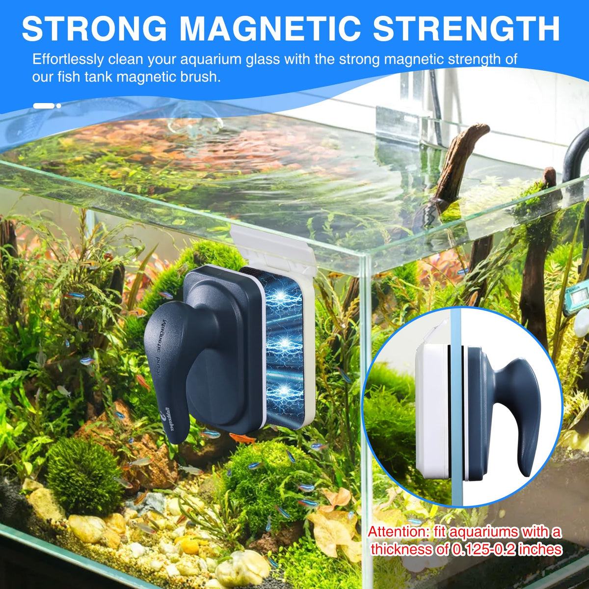 Magnetic Glass Cleaner Brush with 2 Detachable Scrapers G86199