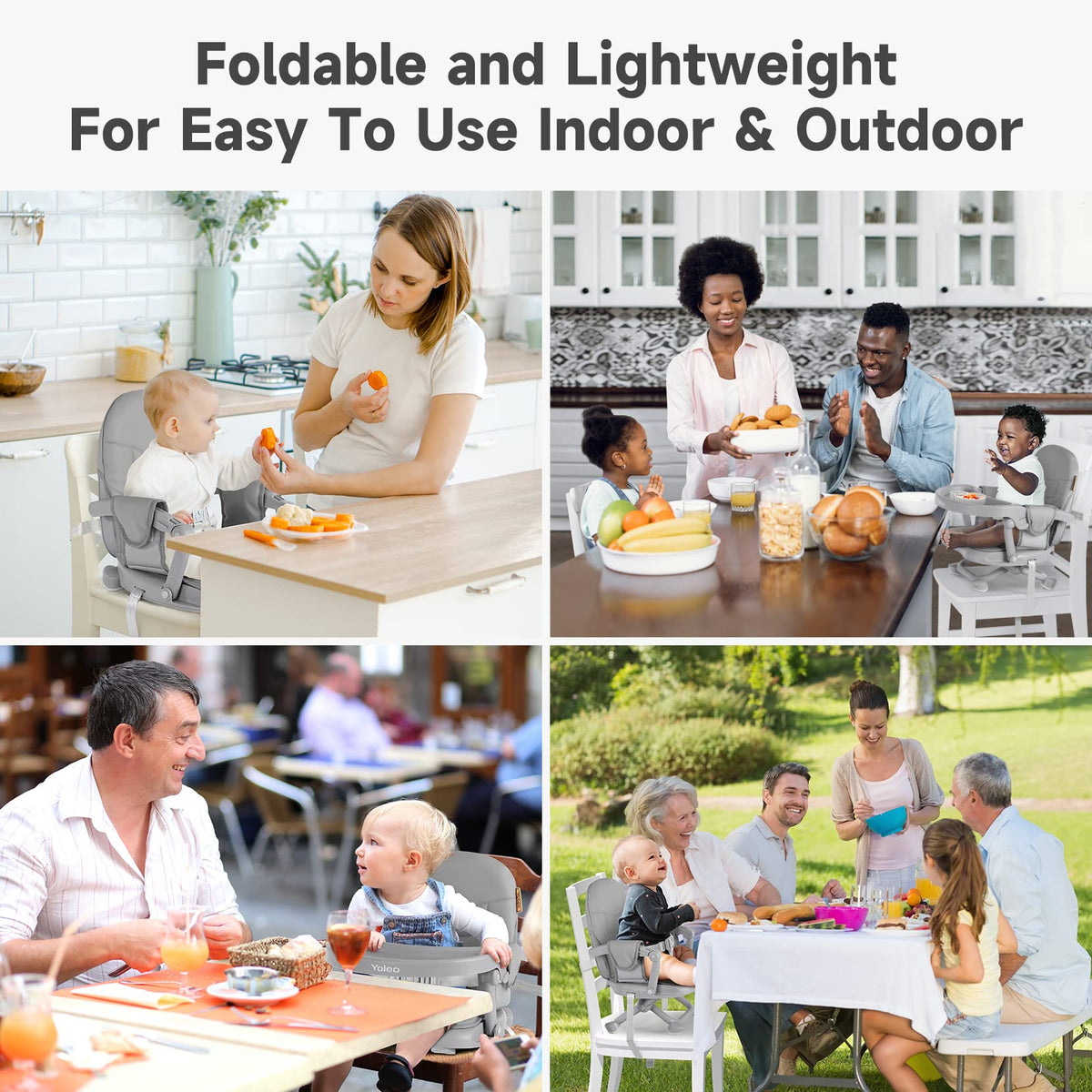 Foldable Baby High Chair Booster Seat with Removable Tray F2783