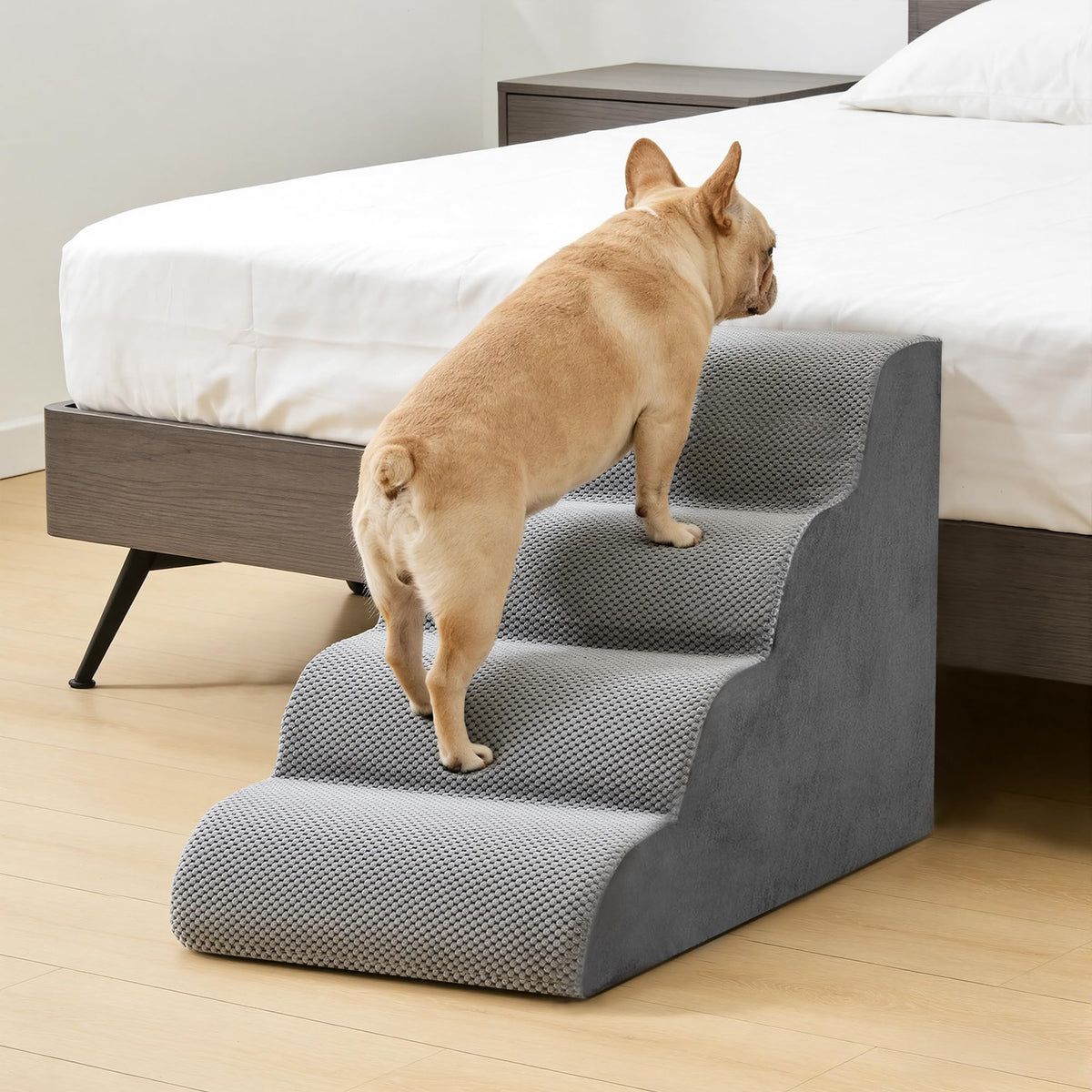 Grey 4-Step Curved Pet Dog Stairs G607