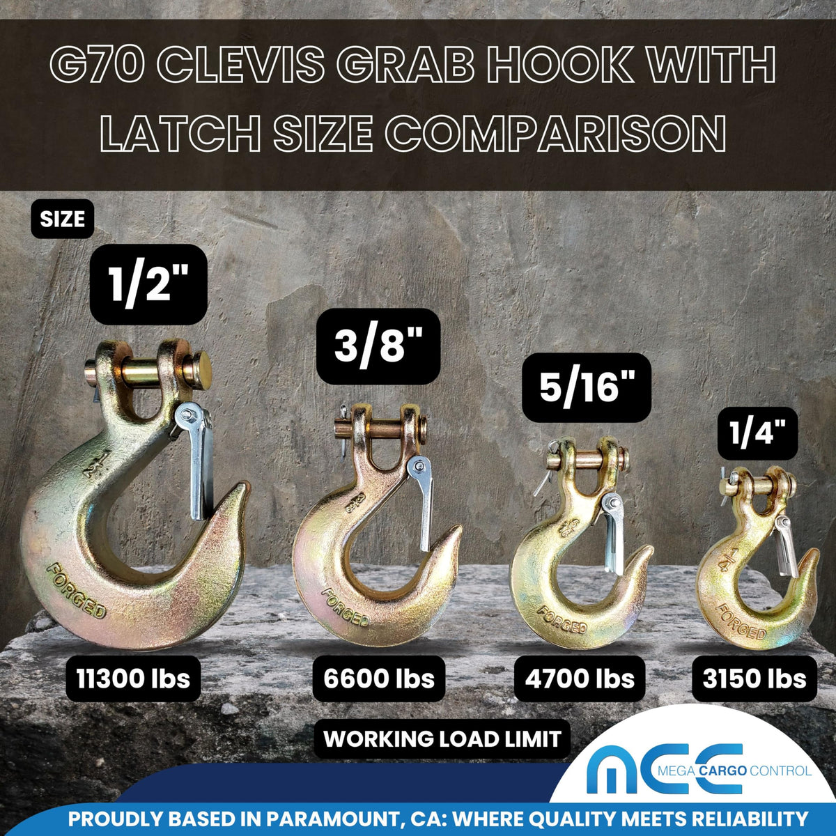 G70 Forged Slip Hooks 3/8" Clevis 6,600 Lbs WLL T492