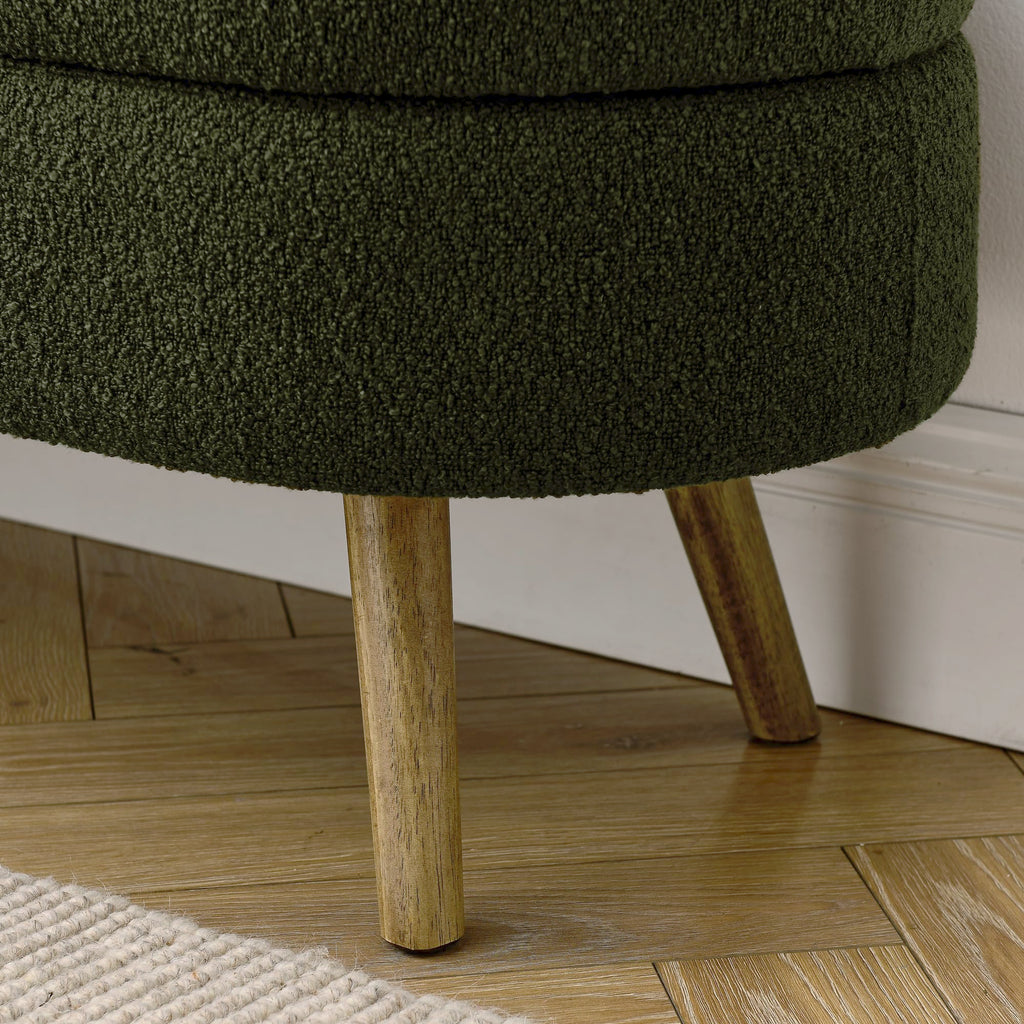 Oval Storage Bench with Rubber Wood Legs, Green A4776