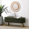 Oval Storage Bench with Rubber Wood Legs, Green A4776