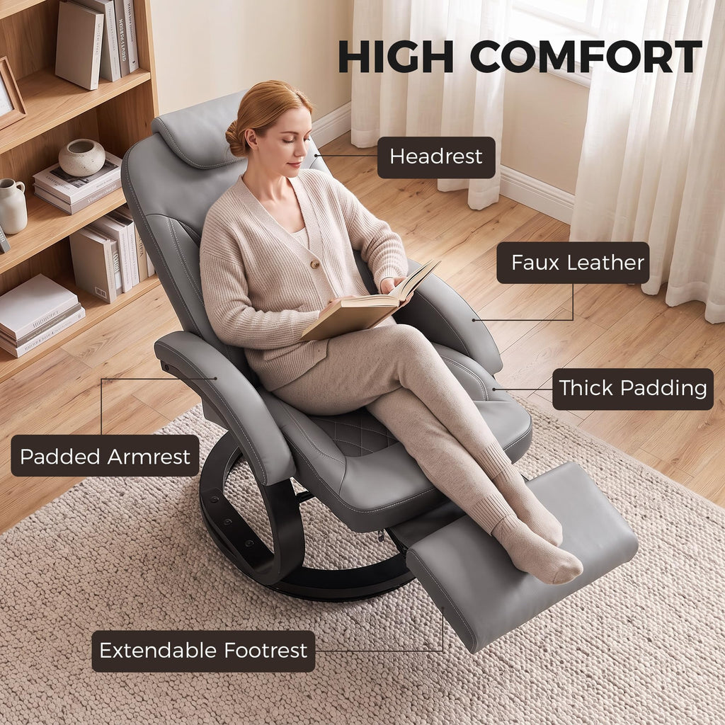 Gray Manual Recliner Chair with Footrest C164512