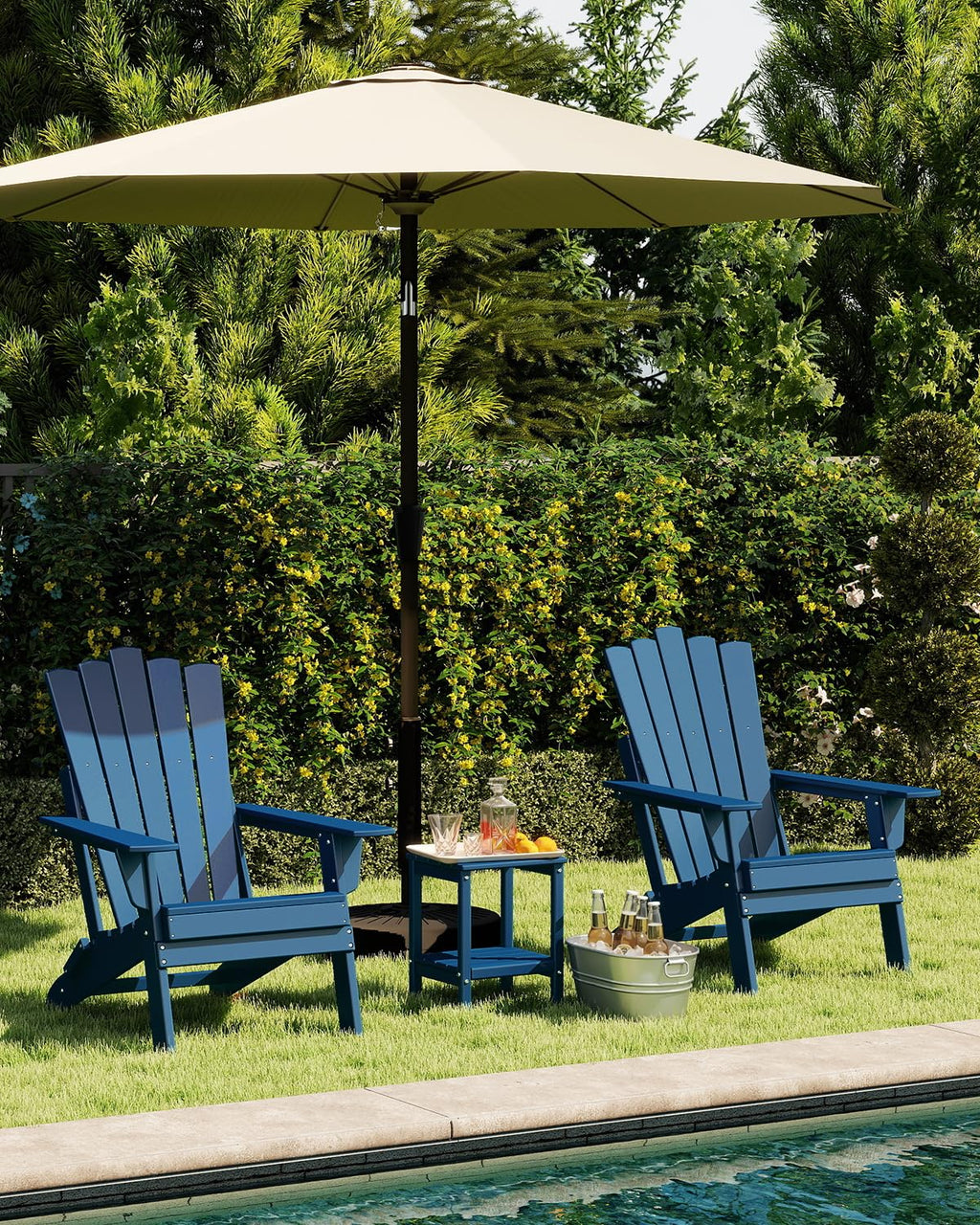 Blue Folding Adirondack Chairs Set of 2 V1826