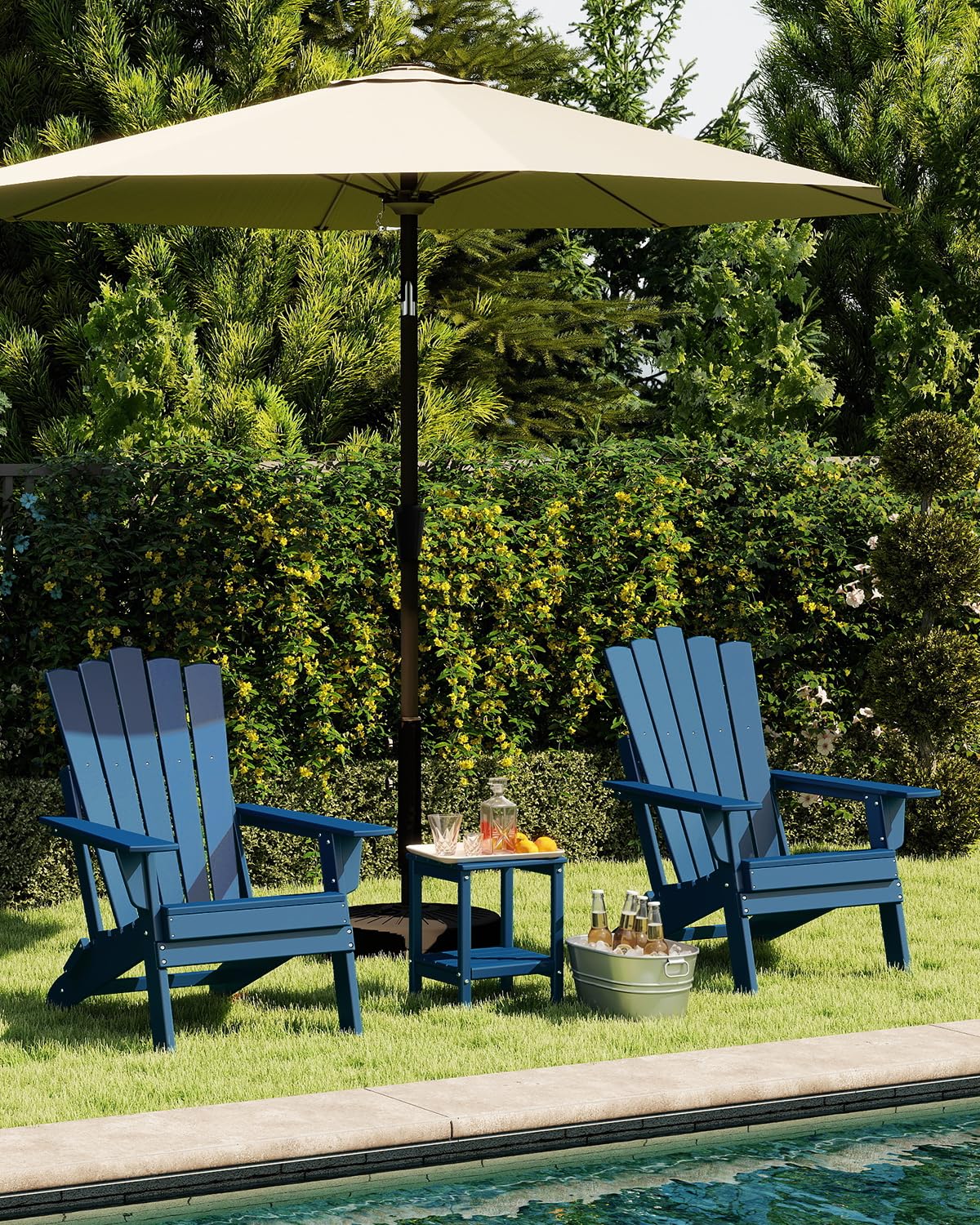 Blue Folding Adirondack Chairs Set of 2 V1826