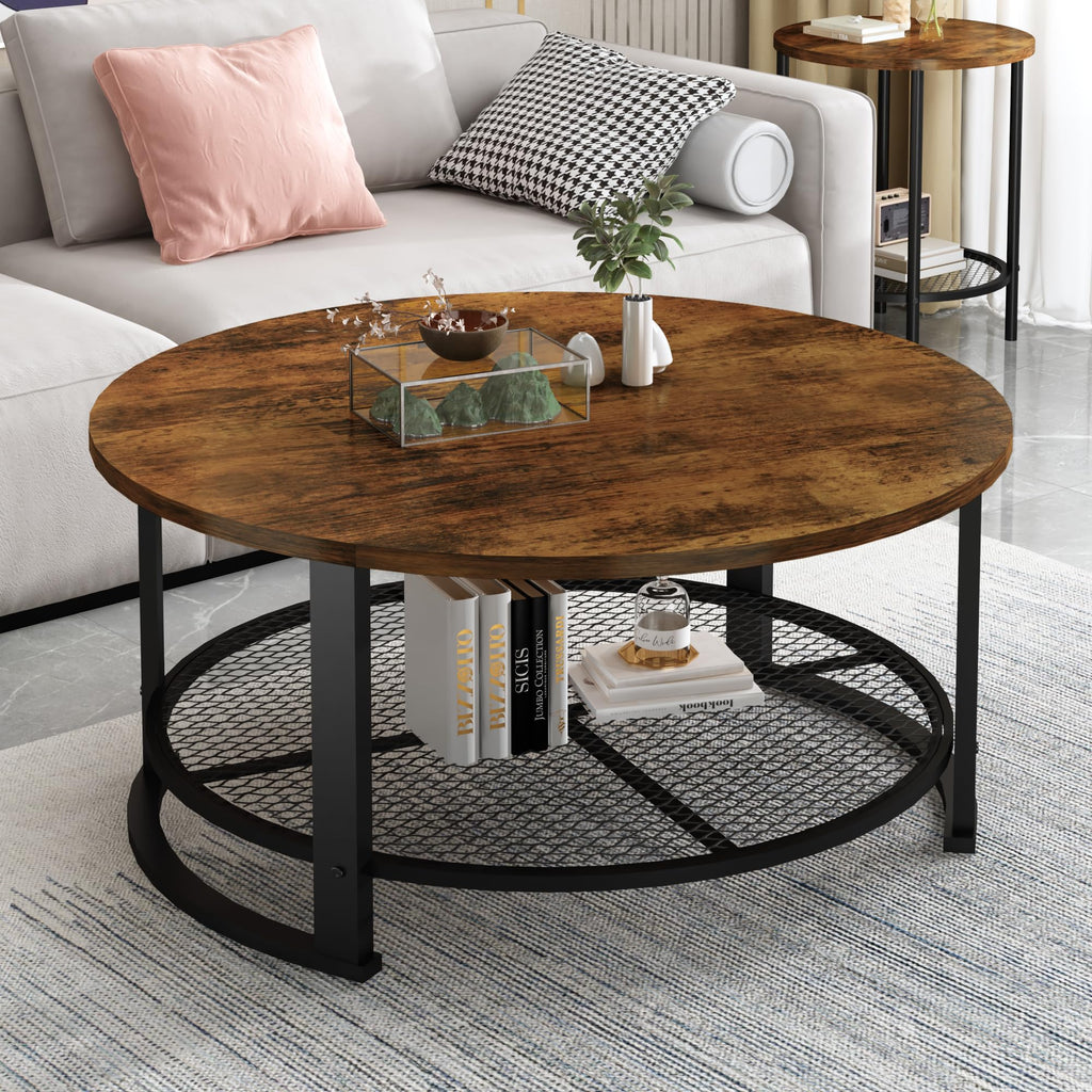 3-Piece Round Coffee Table Set with Storage F173