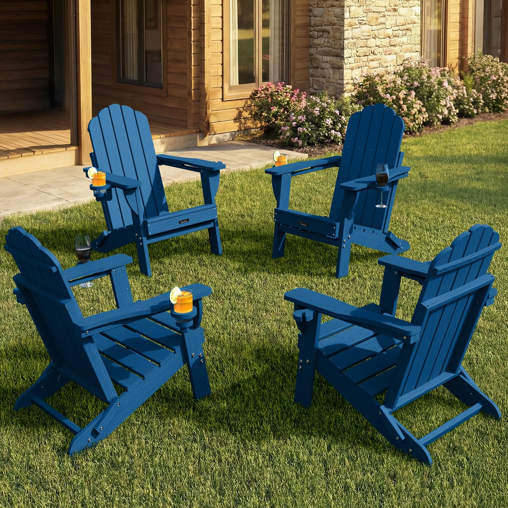 Folding Adirondack Chairs Set of 4 with 2 Cup Holders S651500