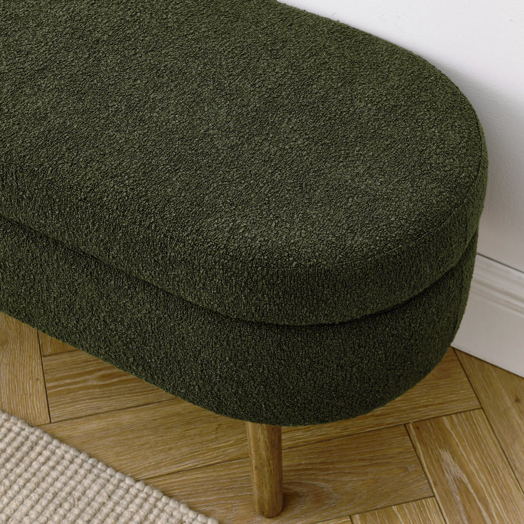 Oval Storage Bench with Rubber Wood Legs, Green A4776