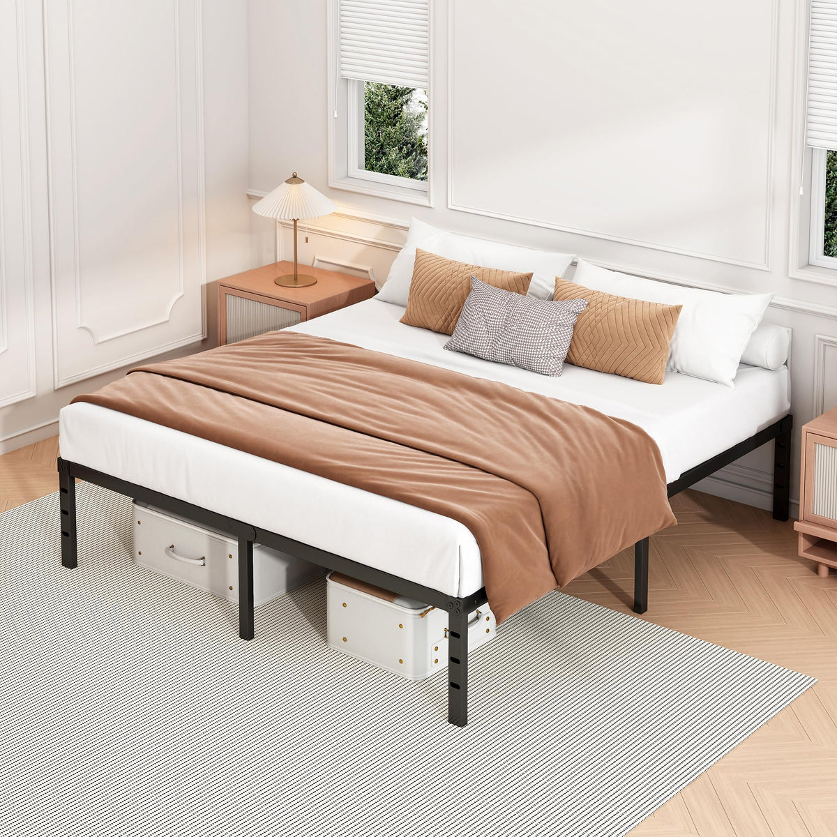 18 Inch Full Bed Frame with Under Bed Storage, Black U789193