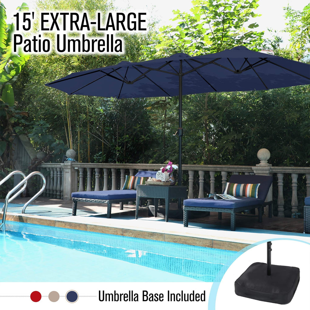 15FT Double-Sided Patio Umbrella with Base X4735
