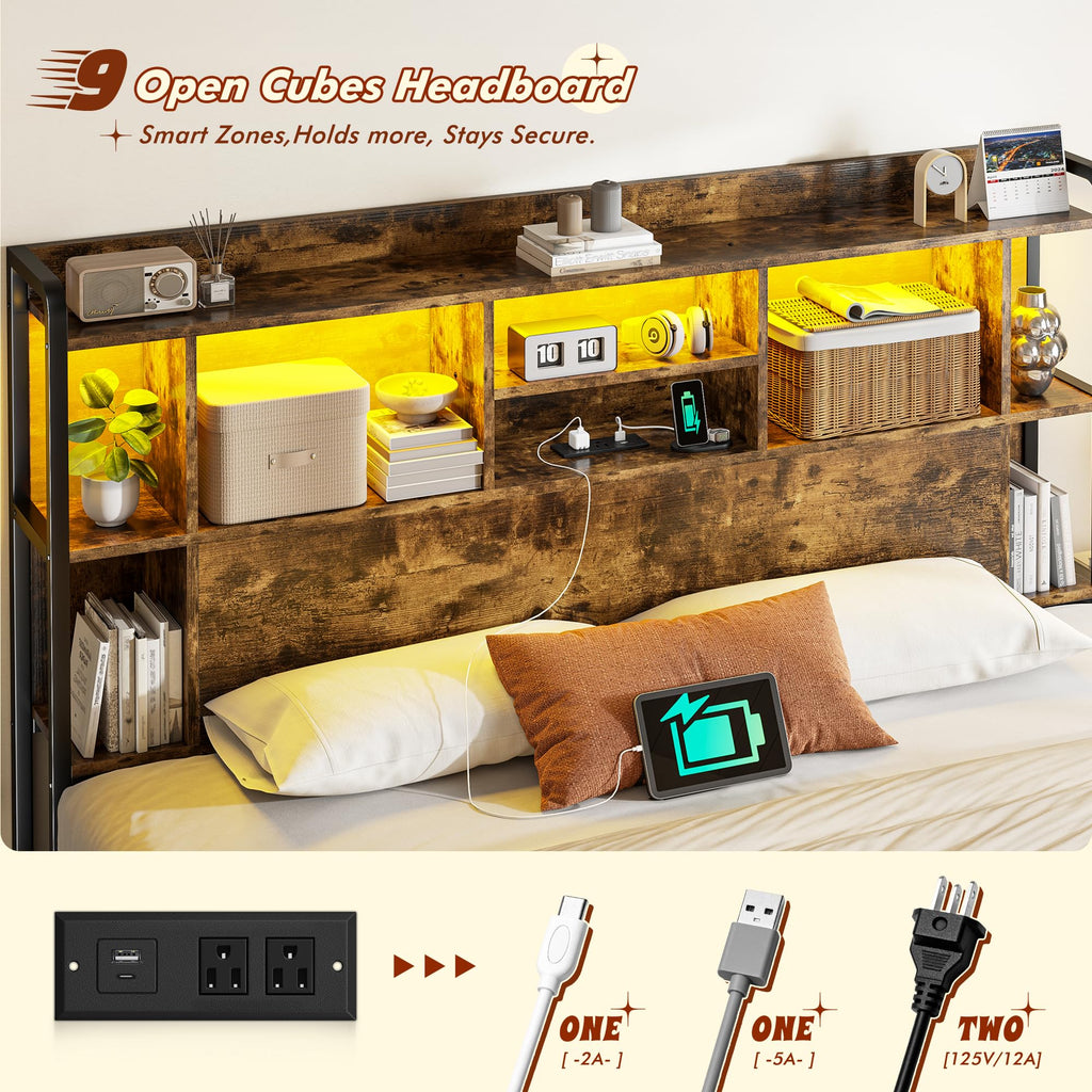King Size Bed Frame with Storage Headboard & 4 Drawers R632