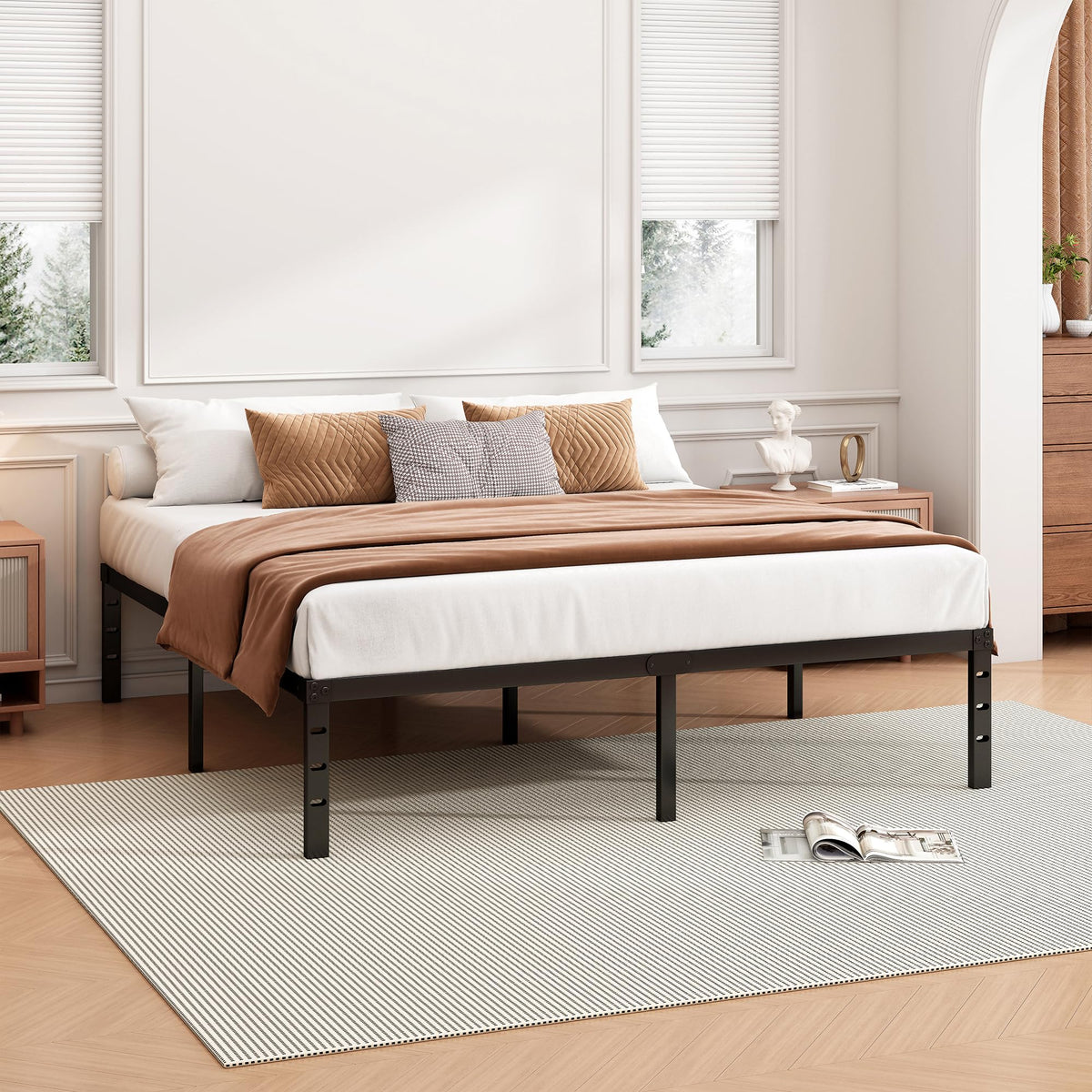 18 Inch Full Bed Frame with Under Bed Storage, Black U789193